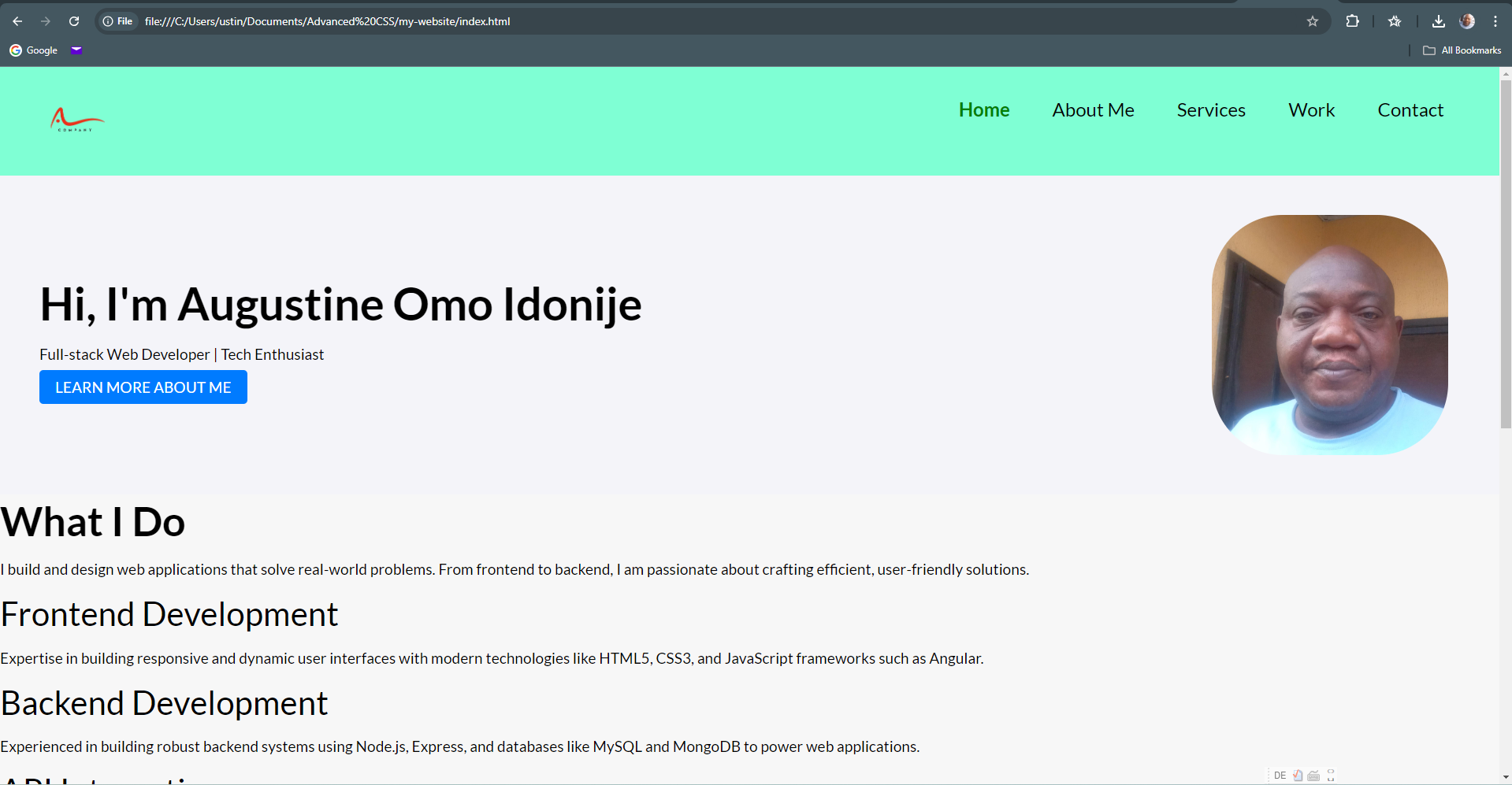 Portfolio Screenshot